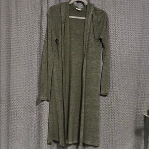 Olive Green Hooded Longline sweater cardigan